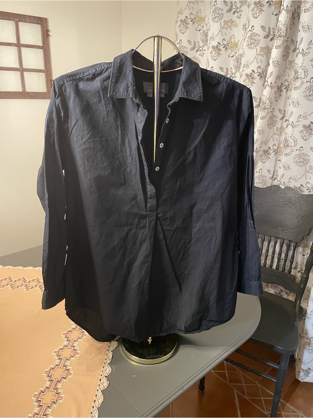 Anthropologie Women’s black Side-Button Tunic Blouse